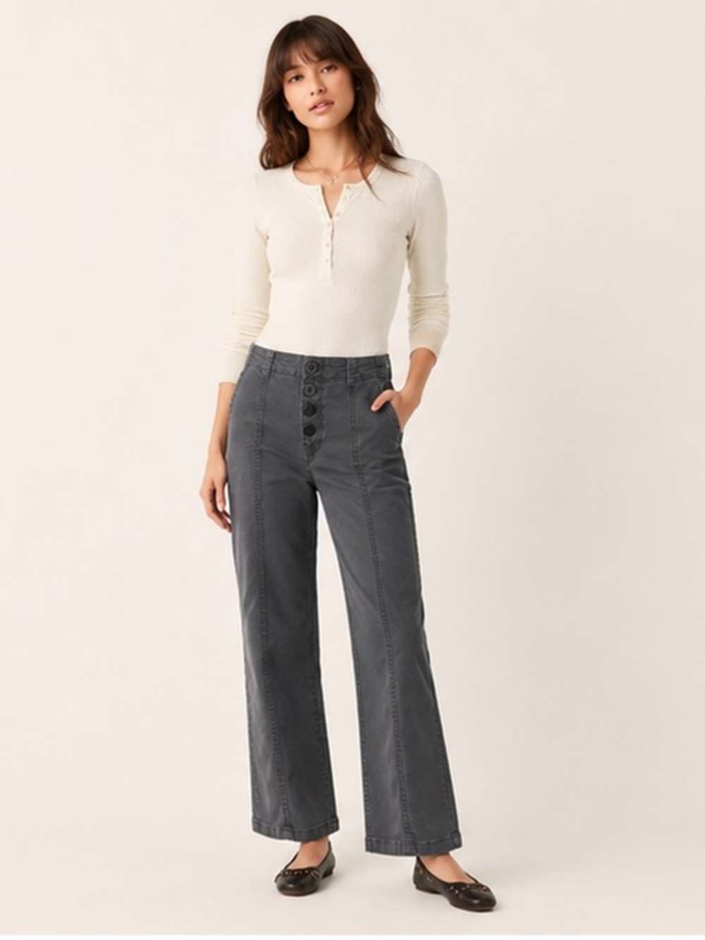 NEW FREE PEOPLE SZ 0 GREY NALCK ANKLE CHINOS